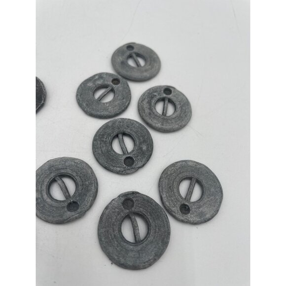 Vintage WWII Lead Metal Button Set With Rustic Patina & Unique Double-Hole Desi - Picture 3 of 5